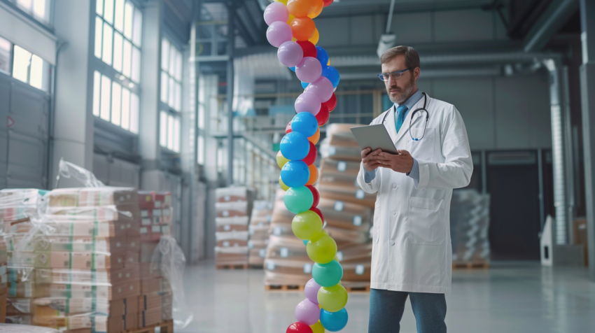 DNA Tree Doctor in empty warehouse holding digital tablet