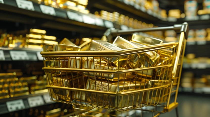 Supermarket basket of gold bullion