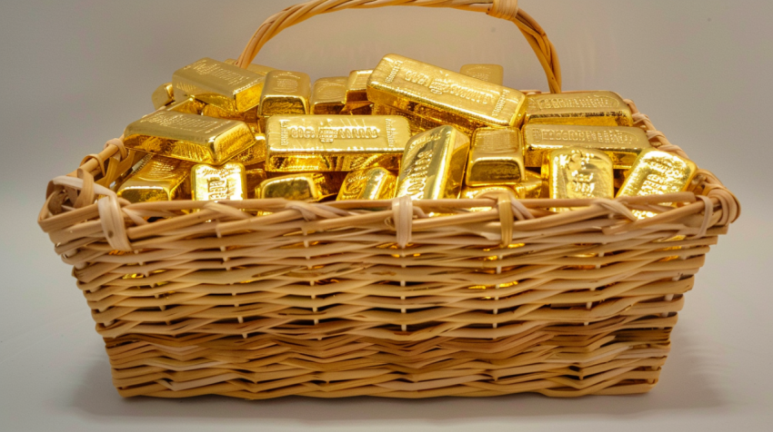 Supermarket basket of gold bullion