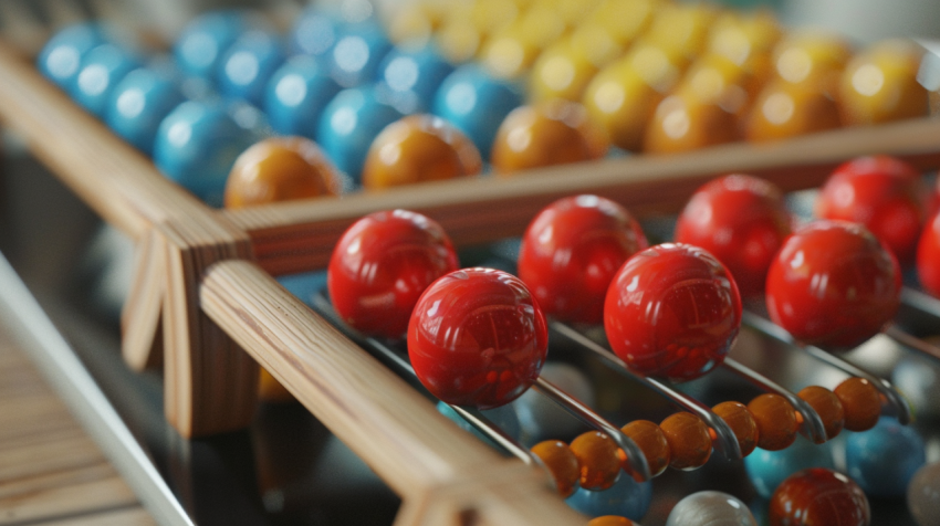 Different red colored ball between others on abacus