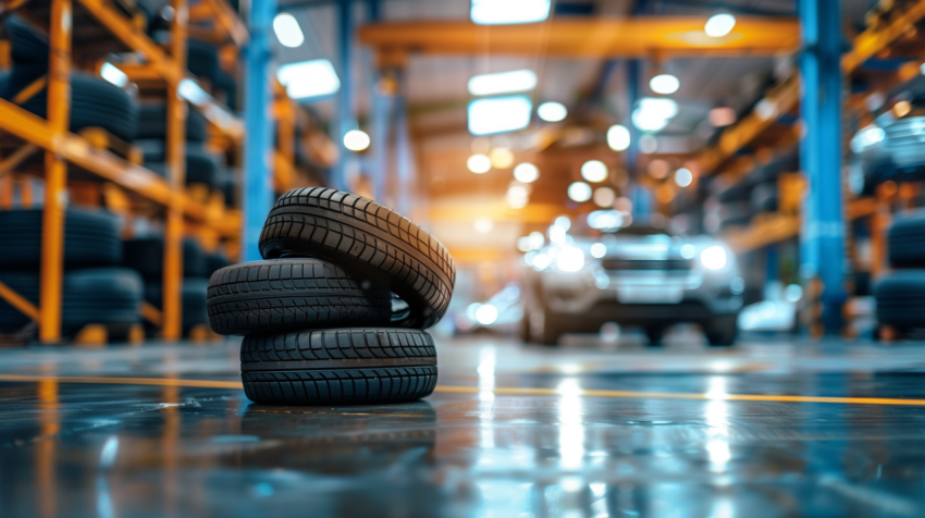 4 new tires that change tires in the auto repair service