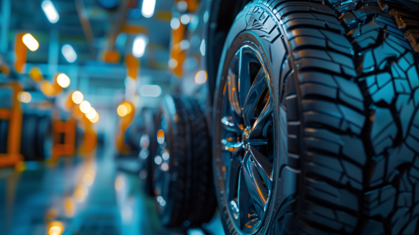 4 new tires that change tires in the auto repair service