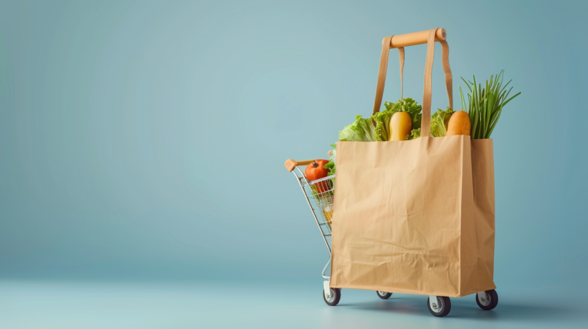 Automated grocery bag on wheels online grocery shopping