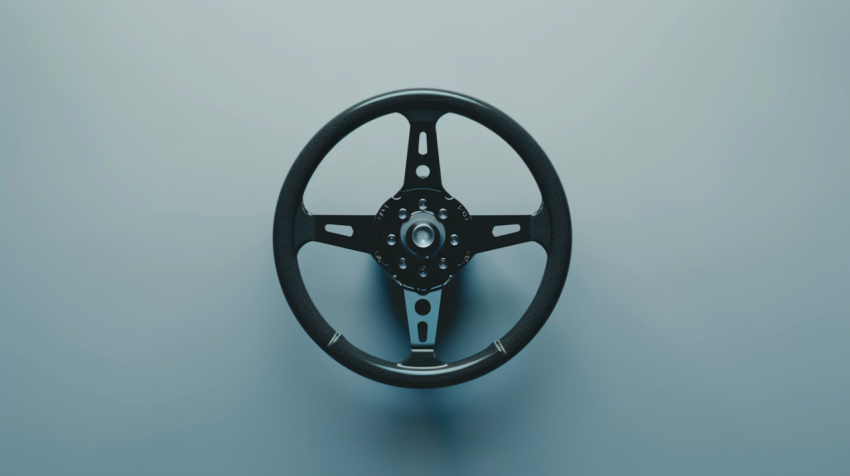 Isolated steering wheel a view from above simple minimum