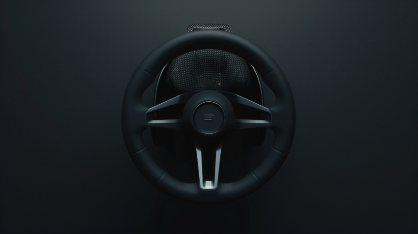 Isolated steering wheel a view from above simple minimum
