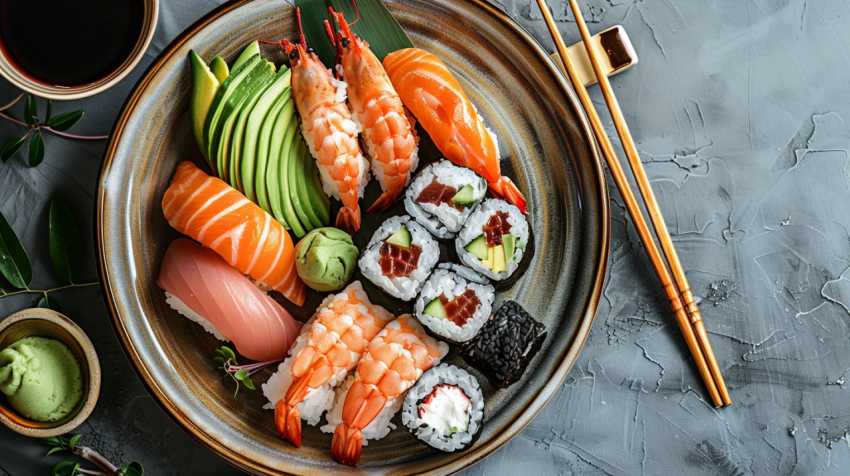 Food photo sushi with shrimp avocado salmon tuna eel o 1712304316 3