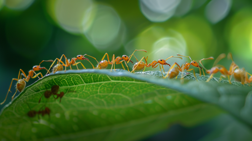 Group of weaver ants working together to cross over to 1712310325 1