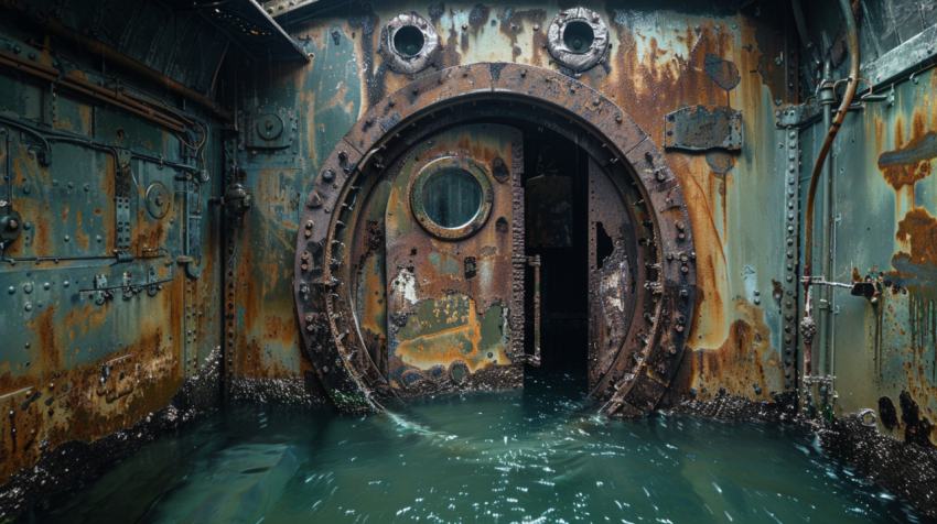 Submarine Ship Door inside water 3