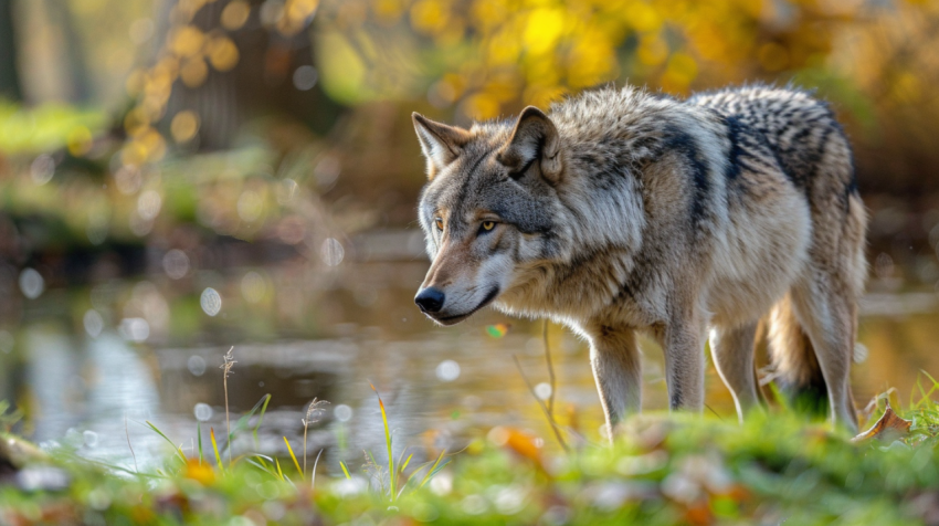 Alert Grey Wolf Hunting 3
