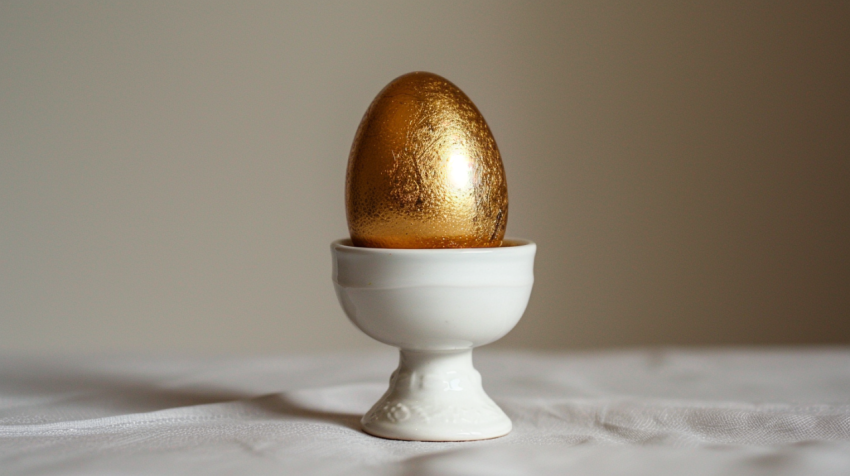 Golden egg in egg cup 2