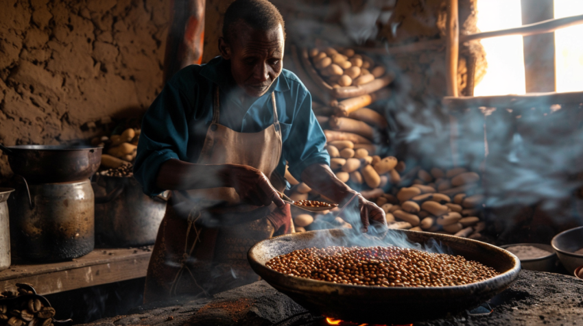 Roasting coffee beans Keren Eritrea 3