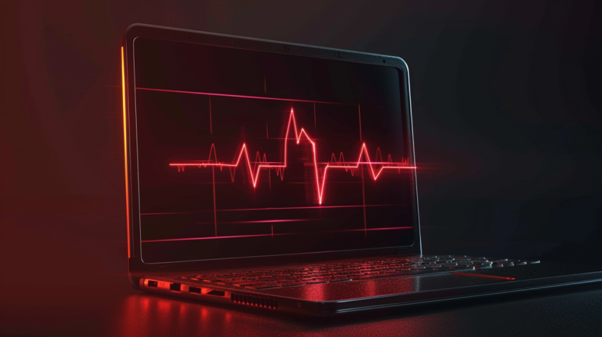 Laptop with healthy heartbeat pulse 3
