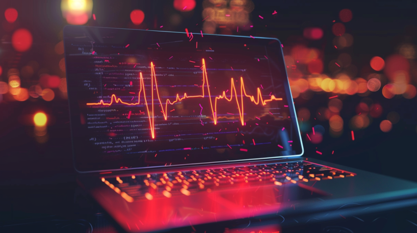 Laptop with healthy heartbeat pulse 4