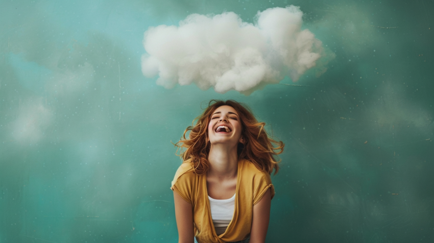 Girl laughing while looking up sitting on cloud agains 1712447586 4