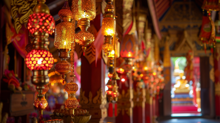 Temples with buddhist new year decorations Chiang Mai  1712440001 1