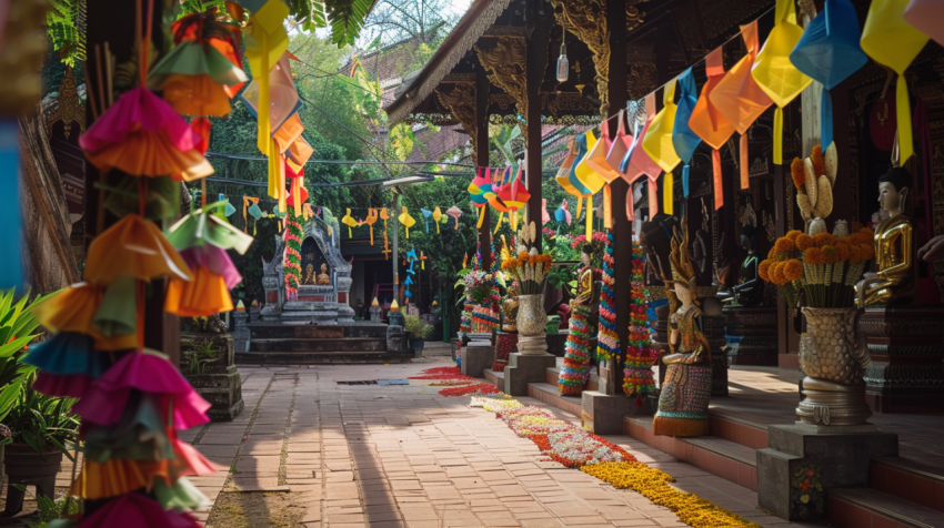 Temples with buddhist new year decorations Chiang Mai  1712440001 2
