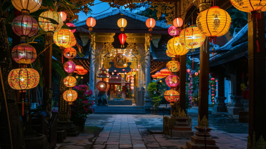 Temples with buddhist new year decorations Chiang Mai  1712440001 4