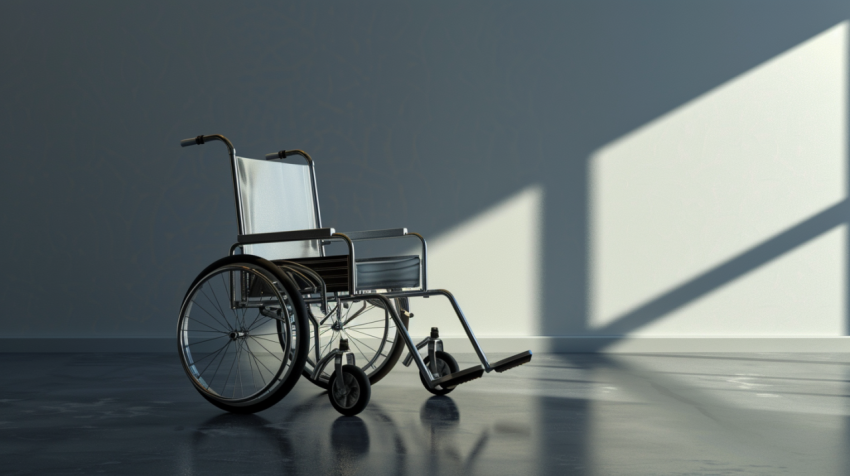 Wheelchair with cast shadow 3d rendering 2