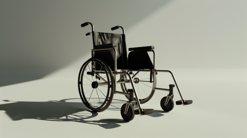 Wheelchair with cast shadow 3d rendering 3