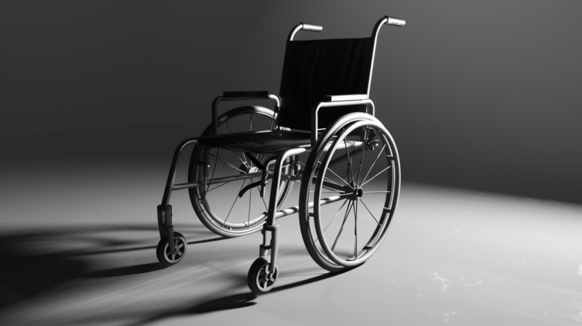 Wheelchair with cast shadow 3d rendering 4