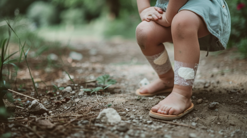 Child with a plaster on knee 3