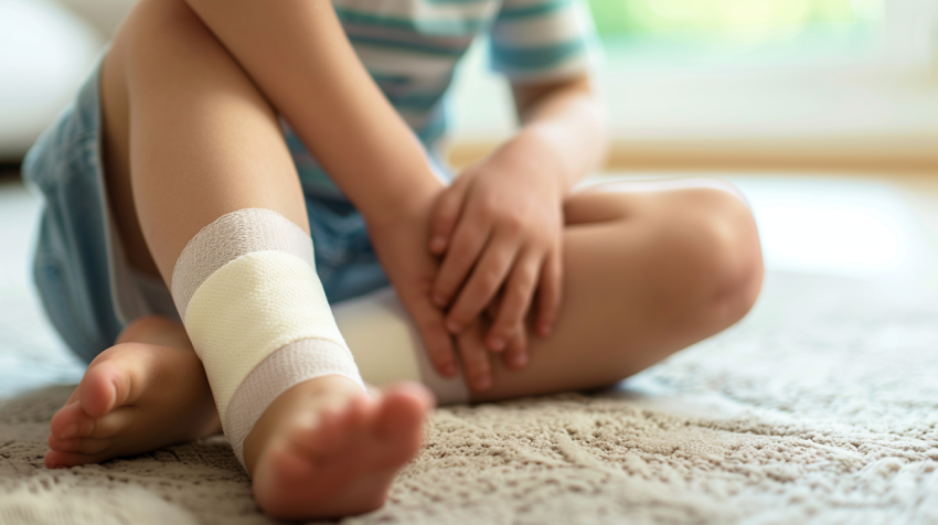 Child with a plaster on knee