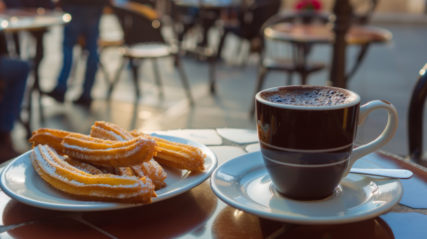 Typical Spanish breakfest snack churros are deep fried