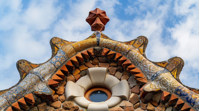 The roof of a gingerbread house in the Park Guell